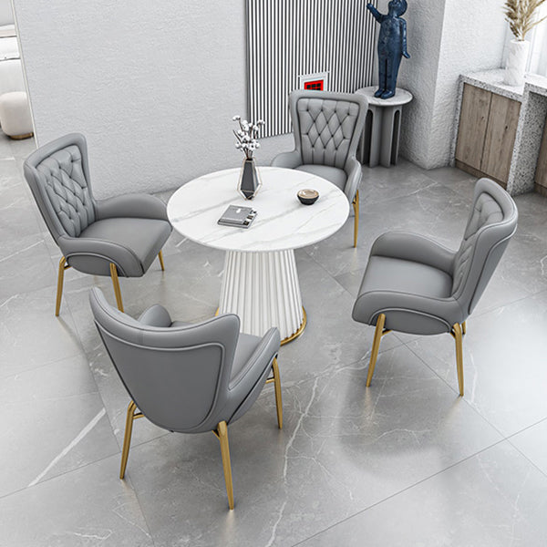 Glam 1/5 Pieces Dining Set Circular Stone Dining Table for Dining Room