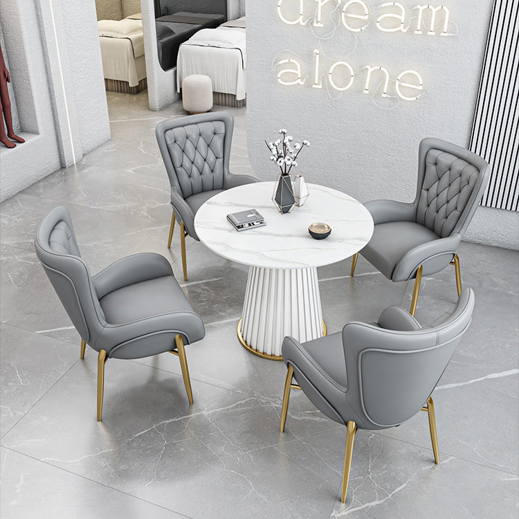 Glam 1/5 Pieces Dining Set Circular Stone Dining Table for Dining Room