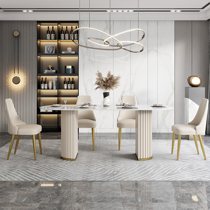 Glam 1/4/5/6/7 Pieces Dining Set Oval Sintered Stone Dining Table Set