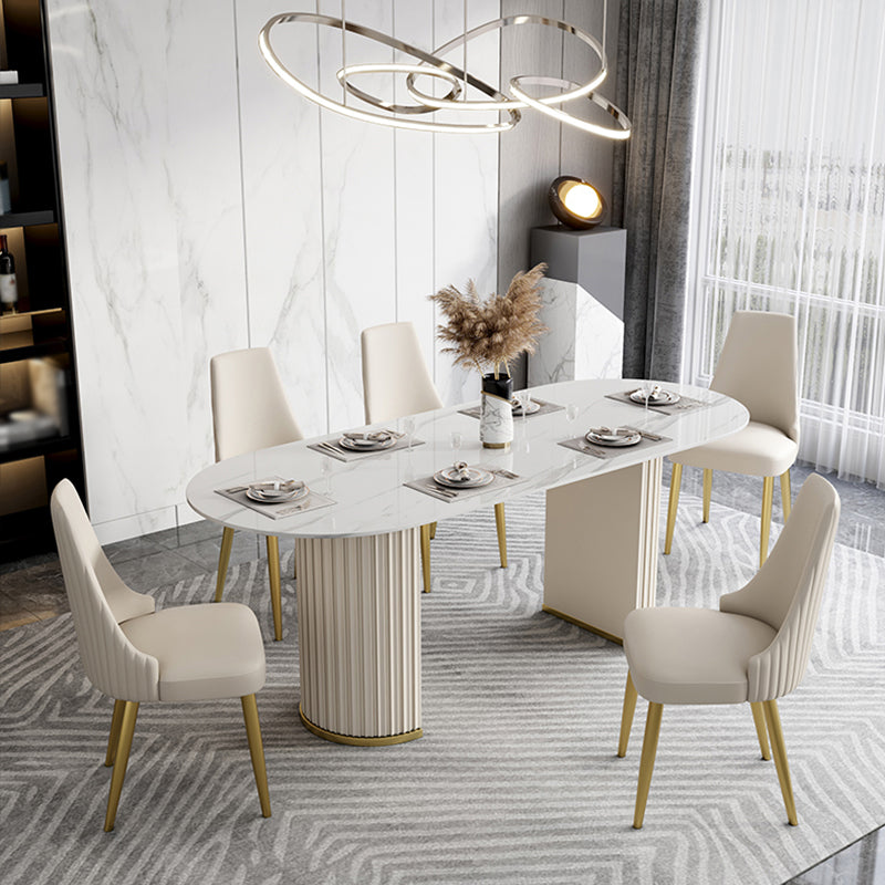 Glam 1/4/5/6/7 Pieces Dining Set Oval Sintered Stone Dining Table Set