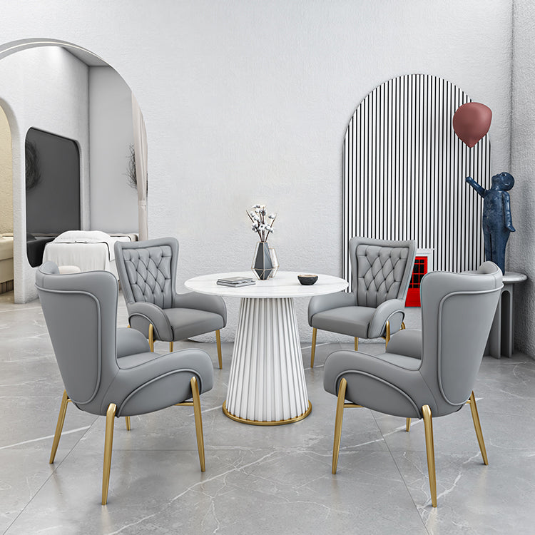 Glam 1/5 Pieces Dining Set Round Stone Dining Table for Kitchen