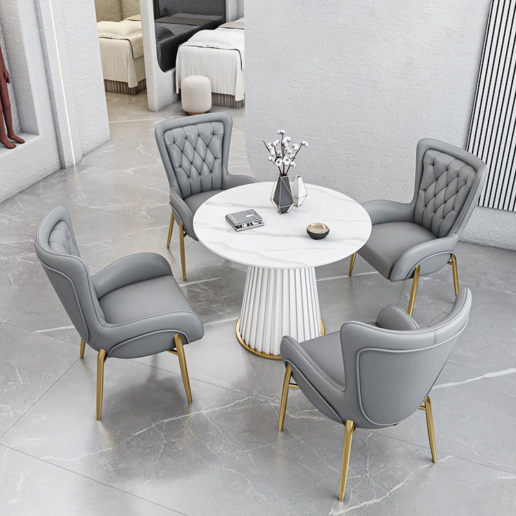 Glam 1/5 Pieces Dining Set Round Stone Dining Table for Kitchen
