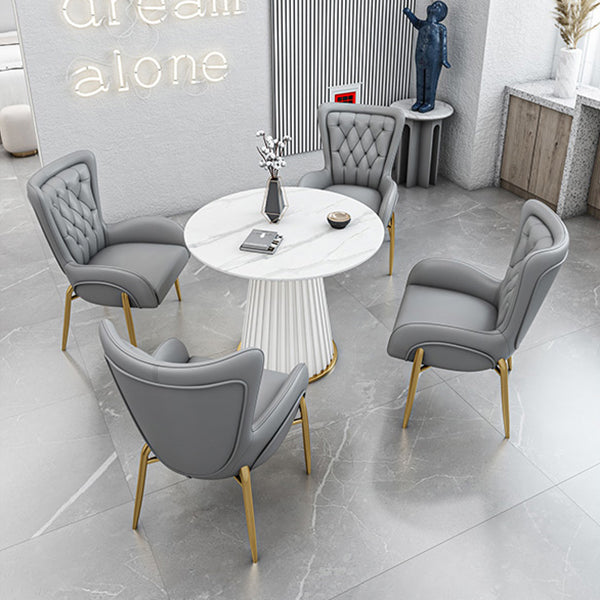 Glam 1/5 Pieces Dining Set Round Stone Dining Table for Kitchen
