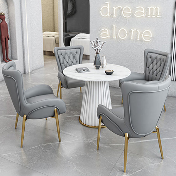 Glam 1/5 Pieces Dining Set Round Stone Dining Table for Kitchen