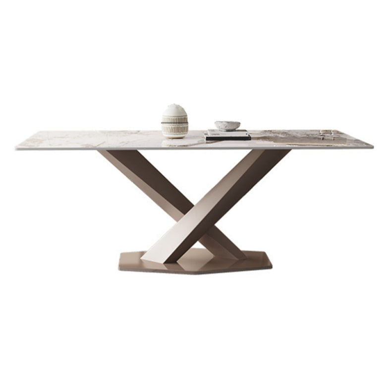 Modern 1/2/5/7/9 Pieces Silver Dinette Set with Sintered Stone Rectangle Dining Table Set