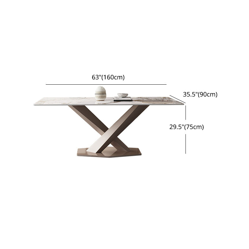 Modern 1/2/5/7/9 Pieces Silver Dinette Set with Sintered Stone Rectangle Dining Table Set