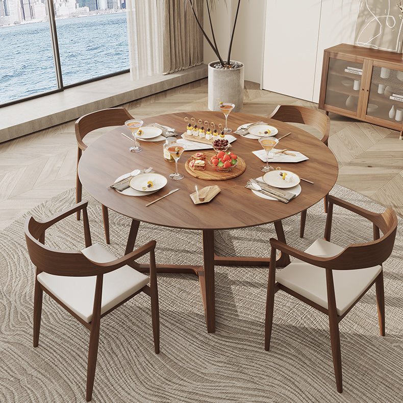 Modern 1/5/7 Pieces Dining Set Round Pine Wood Dining Table for Dining Room