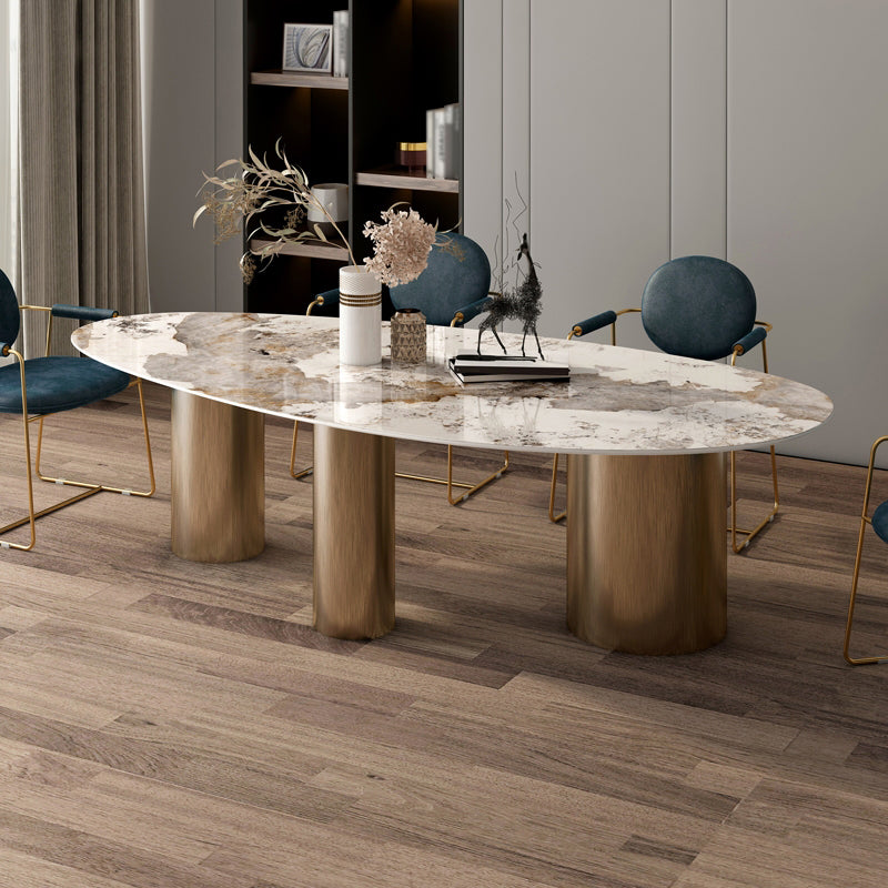 Glam 1/4/5 Pieces Dining Set Oval Sintered Stone Dining Table Set for Dining Areas