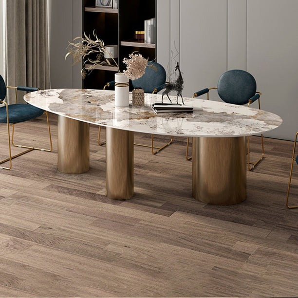 Glam 1/4/5 Pieces Dining Set Oval Sintered Stone Dining Table Set for Dining Areas