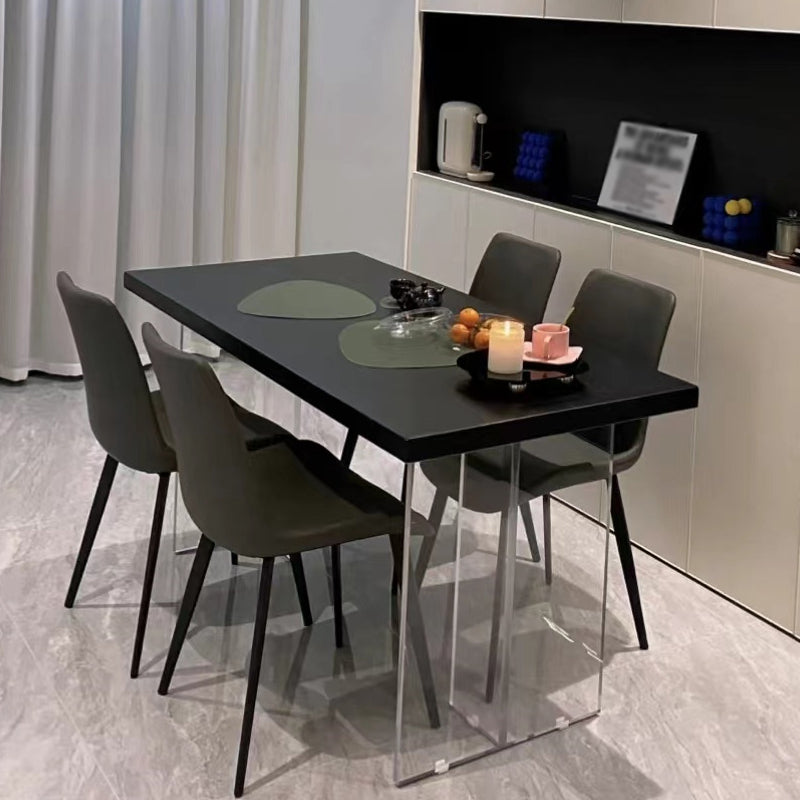 Rectangle Wood Top Dining Table Acrylic Base Modern Dining Table for Living Room