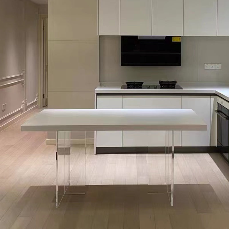 Rectangle Wood Top Dining Table Acrylic Base Modern Dining Table for Living Room