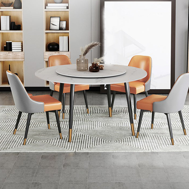 Round Metal 4 Legs Dining Table Black Frame Traditional Luxury Dining Table