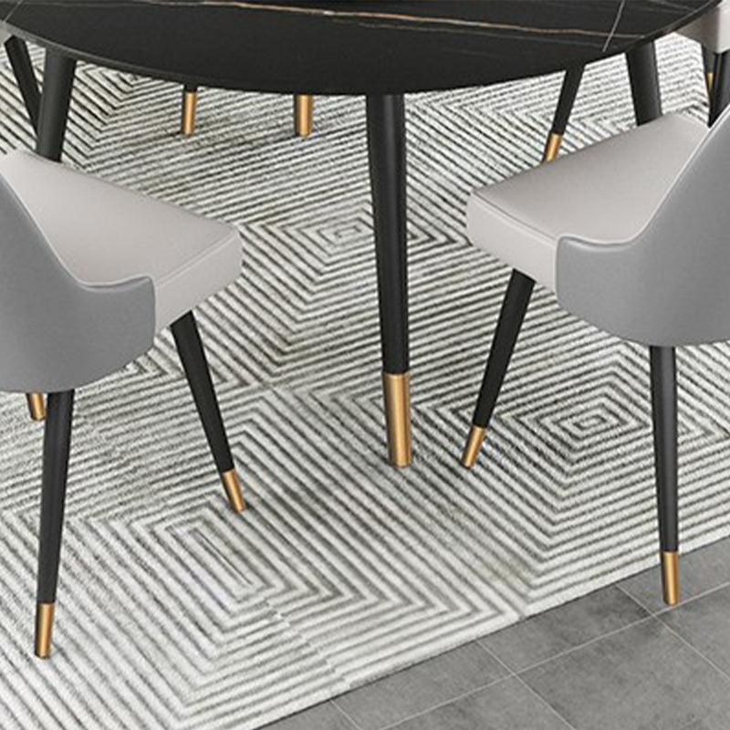 Round Metal 4 Legs Dining Table Black Frame Traditional Luxury Dining Table