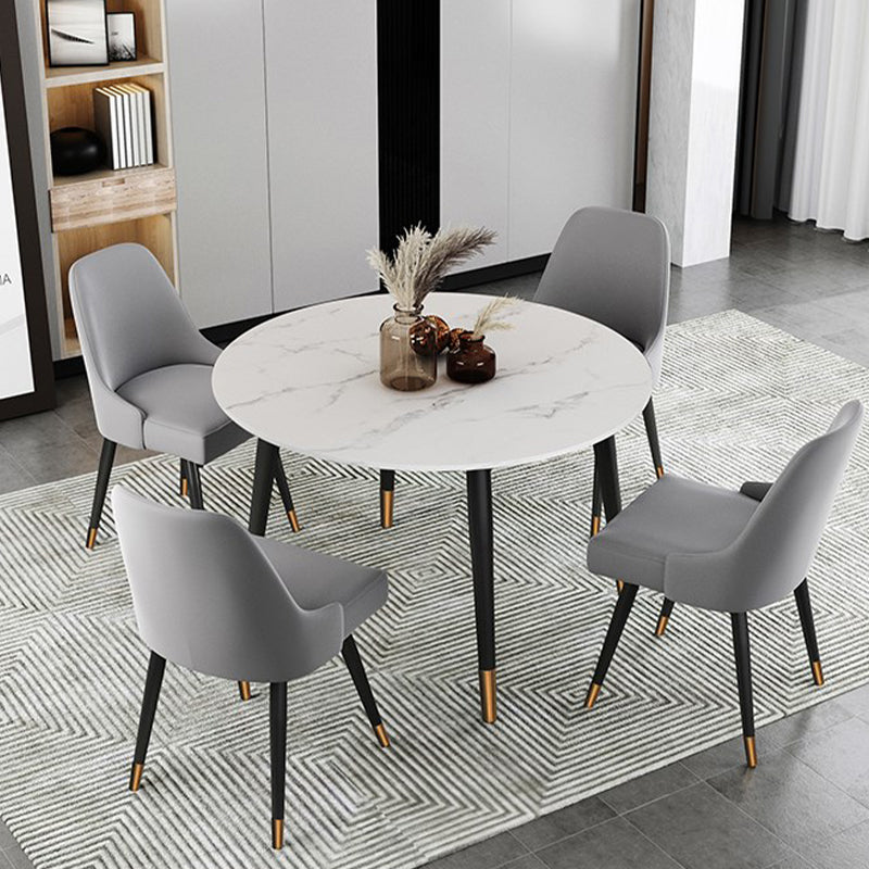 Round Metal 4 Legs Dining Table Black Frame Traditional Luxury Dining Table