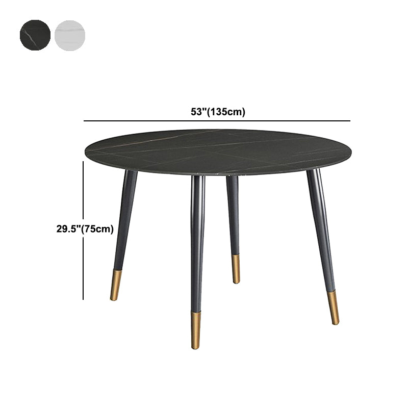 Round Metal 4 Legs Dining Table Black Frame Traditional Luxury Dining Table