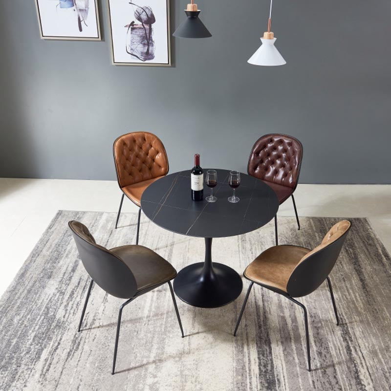 Modern Round Top Dinette Table Metal Base Dining Table for Restaurant