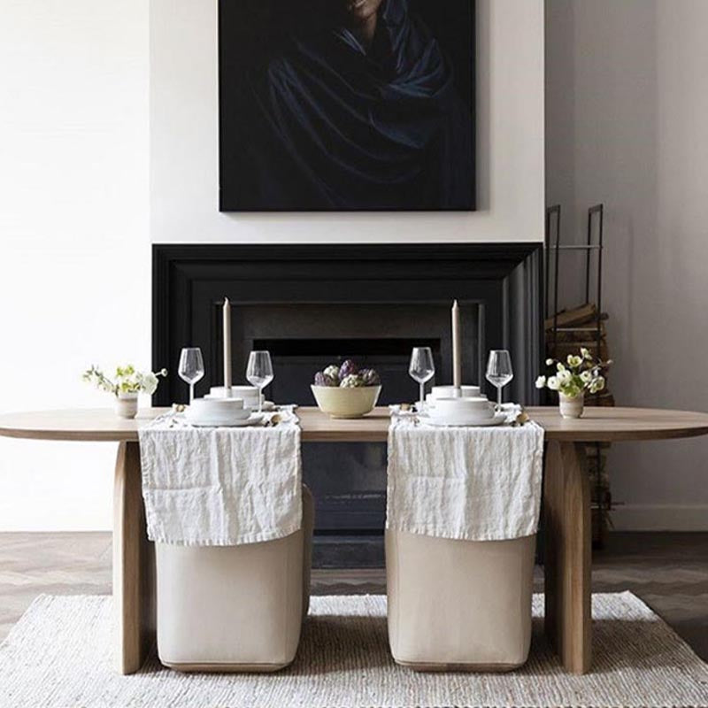 Modern Solid Wood Top Oval Dinette Table Wood Base Dining Table