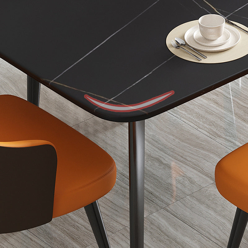 Black Steel 4-foot Table Industrial Rectangle Stone Top Dining Room Table