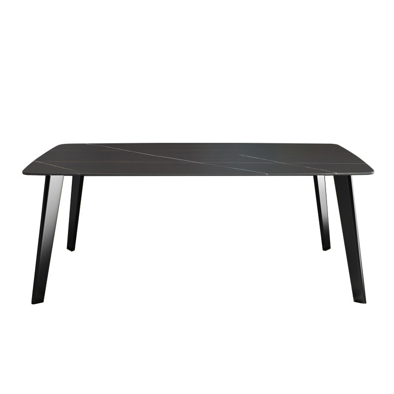 Black Steel 4-foot Table Industrial Rectangle Stone Top Dining Room Table