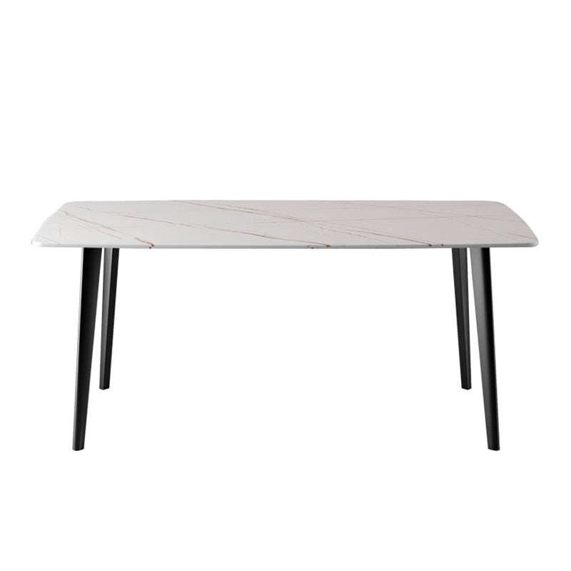 Black Steel 4-foot Table Industrial Rectangle Stone Top Dining Room Table