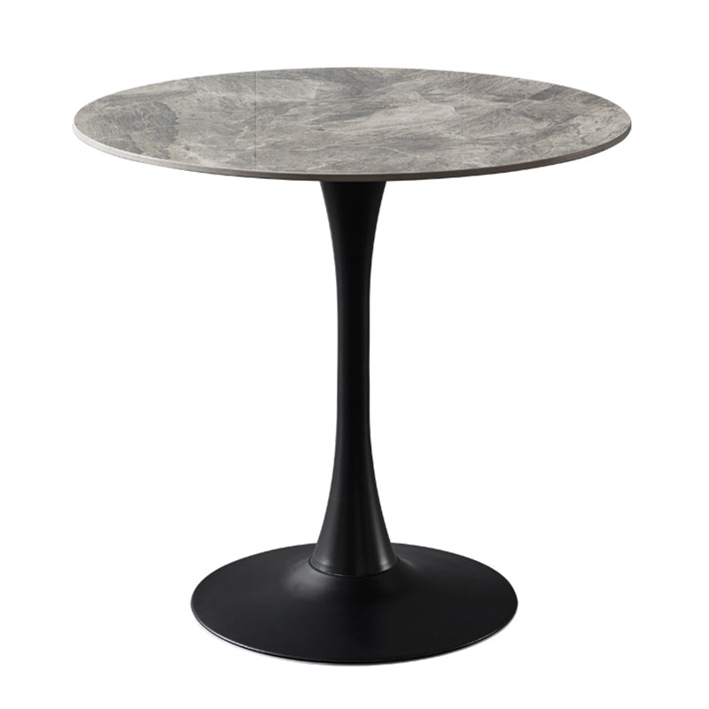 Contemporary Stone Round Top Restaurant Table Metal Base Dining Table