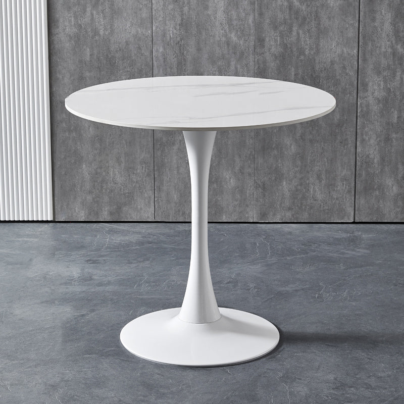 Contemporary Stone Round Top Restaurant Table Metal Base Dining Table