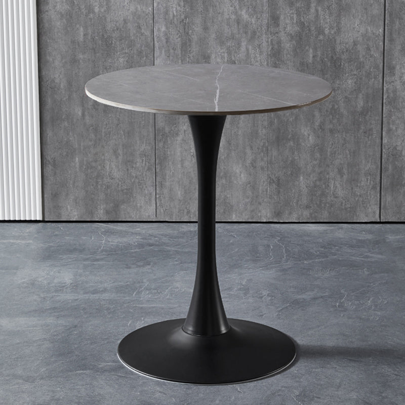 Contemporary Stone Round Top Restaurant Table Metal Base Dining Table