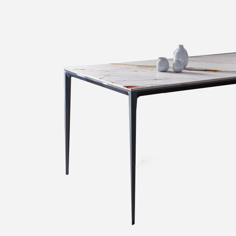 Metal Base Rectangle Dining Table Sintered Stone Table with 4 Legs