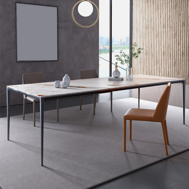 Metal Base Rectangle Dining Table Sintered Stone Table with 4 Legs