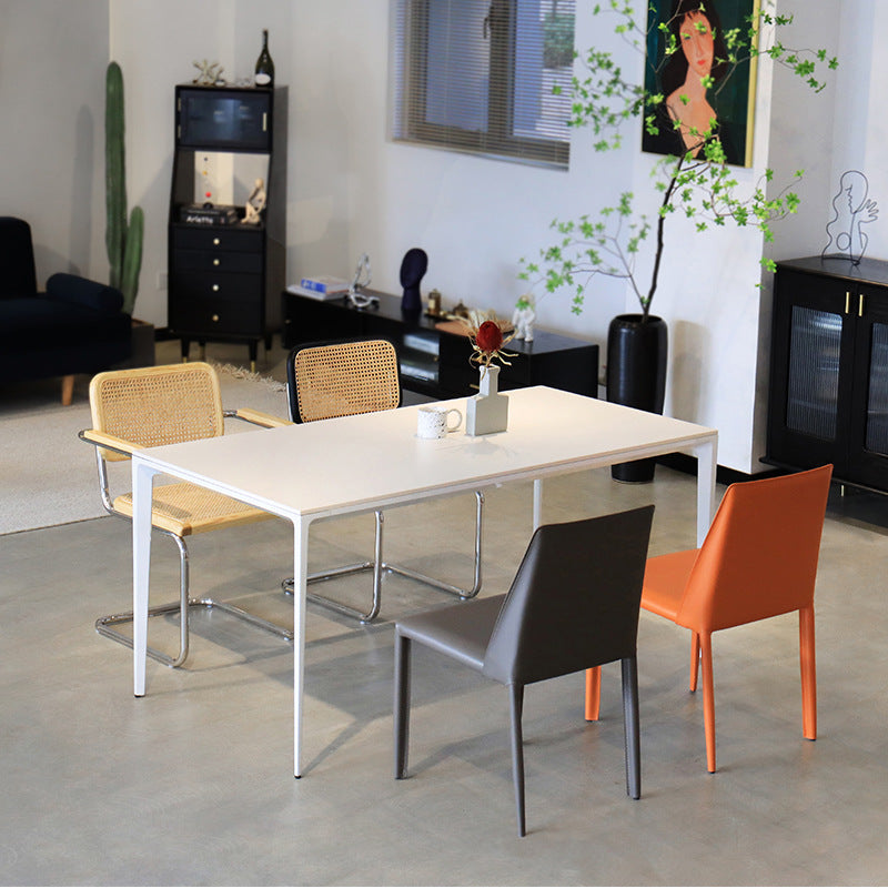 Metal Base Rectangle Dining Table Sintered Stone Table with 4 Legs