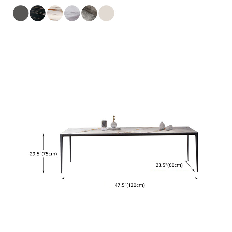 Metal Base Rectangle Dining Table Sintered Stone Table with 4 Legs
