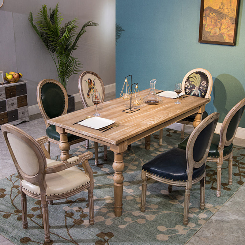 Medieval Modern Dining Table for Restaurant Rectangle Pine Wood Old Table with 4 Legs