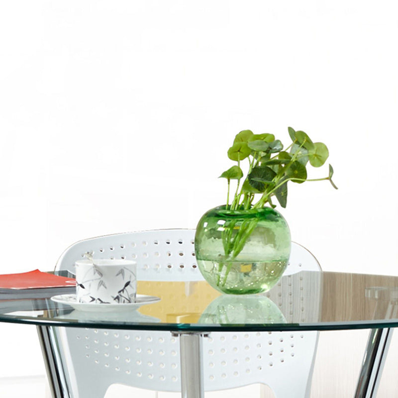 Tempered Glass Dining Table with Metal Base Modern Round Table with 3 Legs
