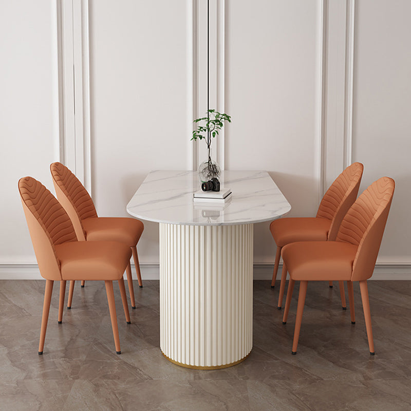 Sintered Stone Dining Table Traditional Luxury Double Pedestal Table