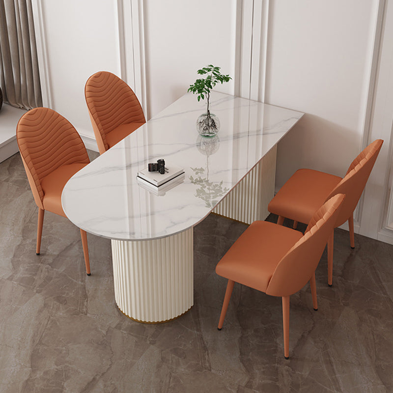 Sintered Stone Dining Table Traditional Luxury Double Pedestal Table