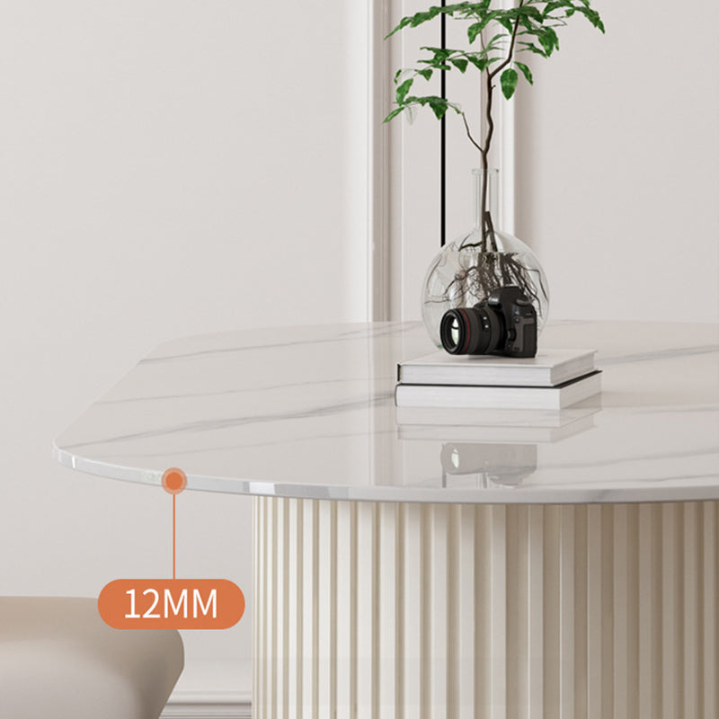 Sintered Stone Dining Table Traditional Luxury Double Pedestal Table
