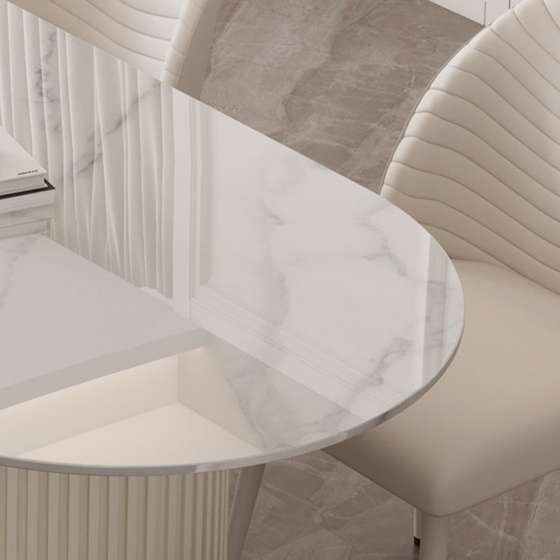 Sintered Stone Dining Table Traditional Luxury Double Pedestal Table