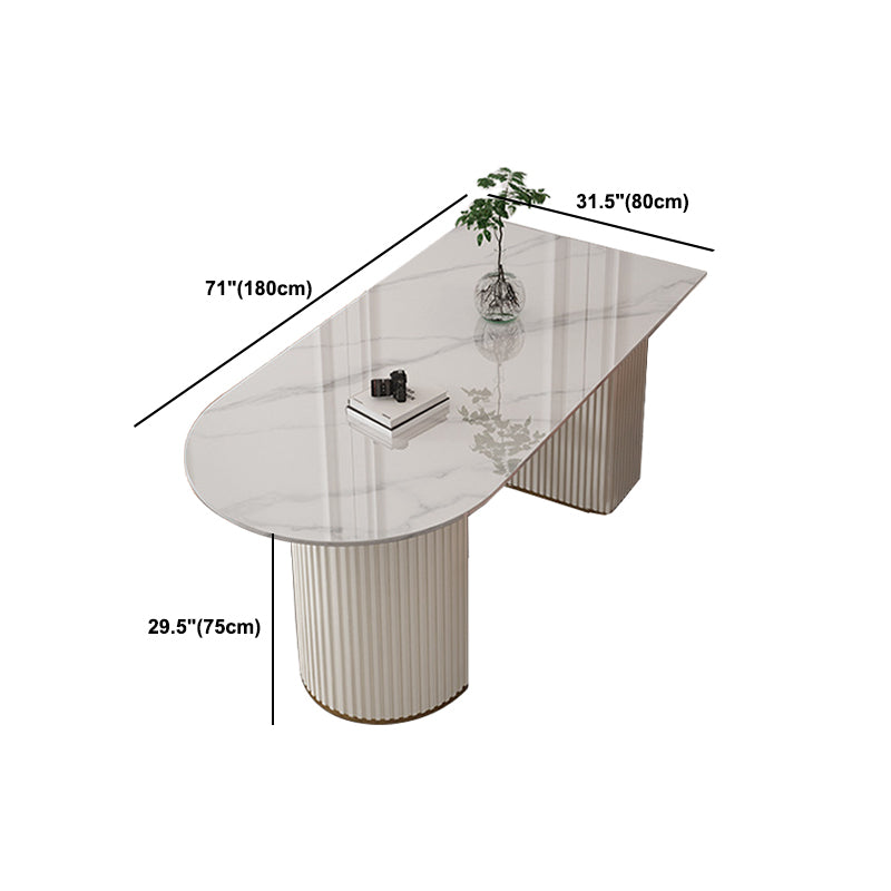 Sintered Stone Dining Table Traditional Luxury Double Pedestal Table
