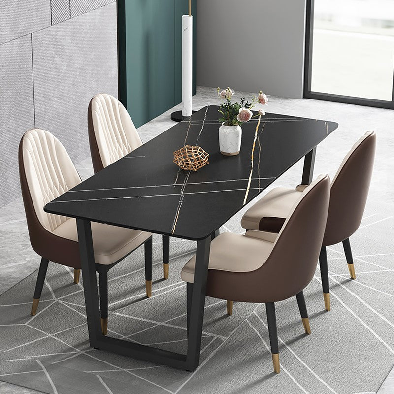 Industrial Style Stone Dining Table Sled Base Indoor Dining Room Collection