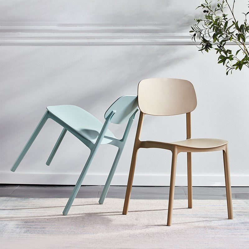 Scandinavian Plastic Patio Dining Side Chair Open Back Stacking Side Chair