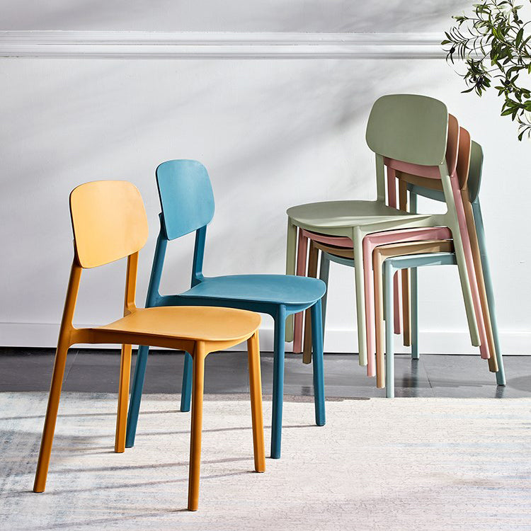 Scandinavian Plastic Patio Dining Side Chair Open Back Stacking Side Chair