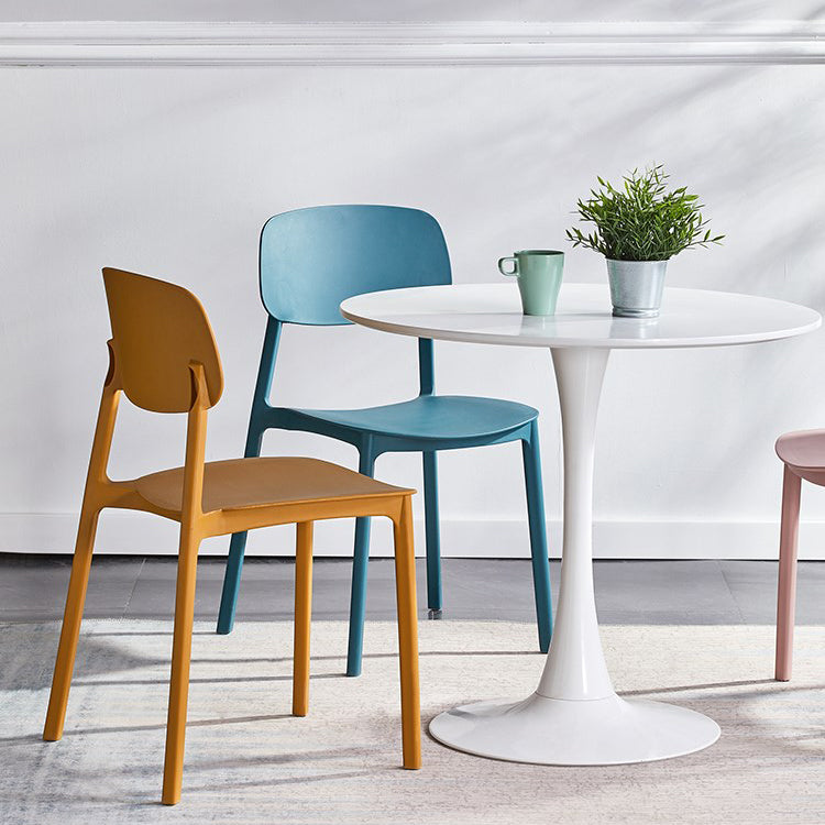 Scandinavian Plastic Patio Dining Side Chair Open Back Stacking Side Chair