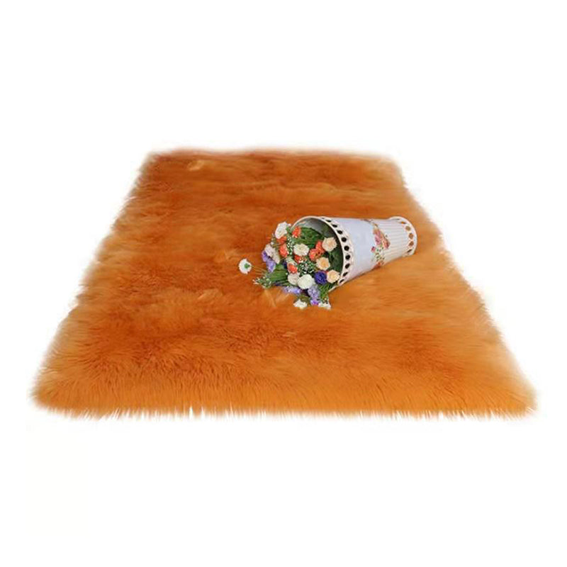 Solid Color Plush Soft Rug Rectangle Easy Care Loom Rug for Bedroom