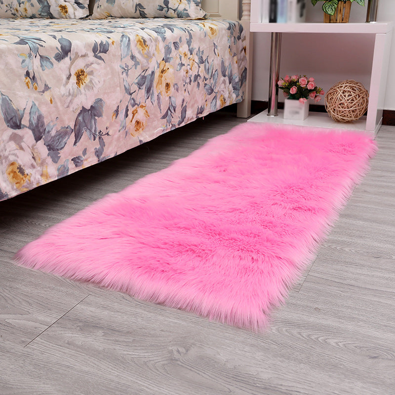 Solid Color Plush Soft Rug Rectangle Easy Care Loom Rug for Bedroom