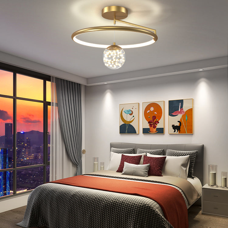 2- Light Spherical Ceiling Lamp Modern Style Glass Ceiling Lighting for Living Room