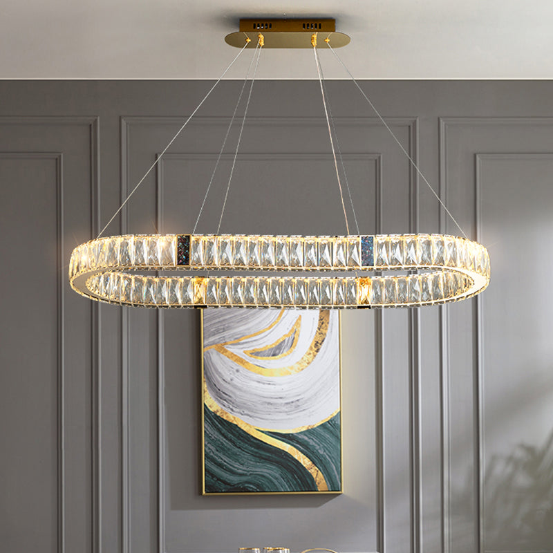 Contemporary Style Oval Shape Island Light Crystal 1 Light Island Lighting in Gold