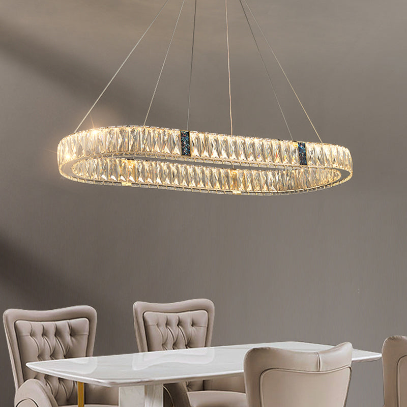 Contemporary Style Oval Shape Island Light Crystal 1 Light Island Lighting in Gold