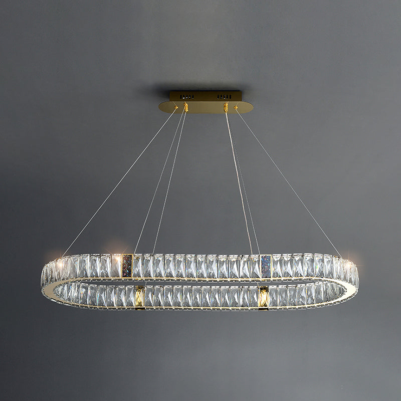 Contemporary Style Oval Shape Island Light Crystal 1 Light Island Lighting in Gold