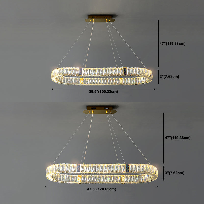 Contemporary Style Oval Shape Island Light Crystal 1 Light Island Lighting in Gold