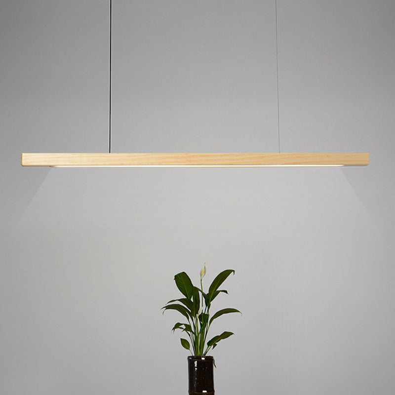 Modern Wood Island Lamp Linear 1-Light Restaurant LED Pendant Light with Acrylic Shade
